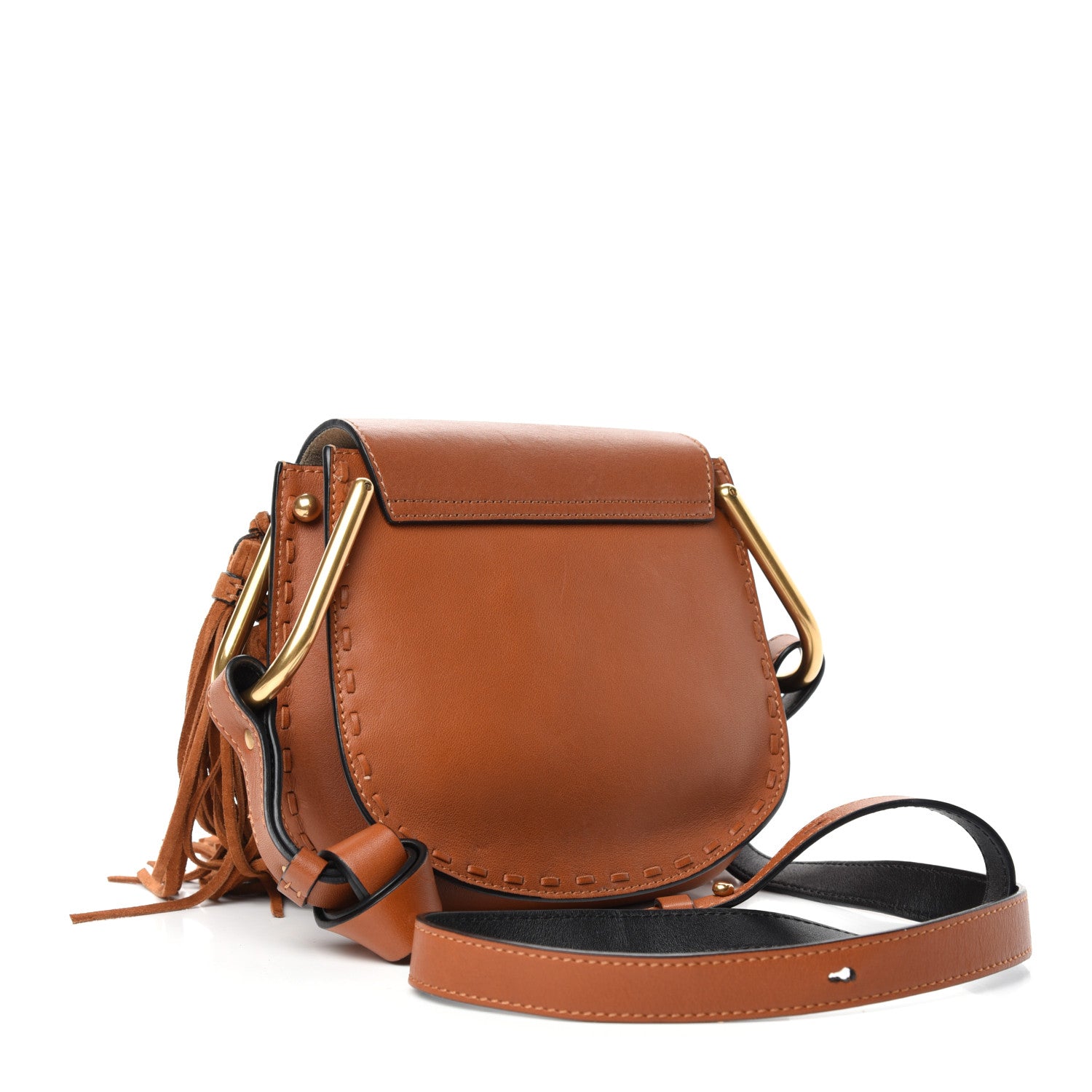 Chloe Calfskin Mini Hudson Fringe Shoulder Bag Caramel 3 of 9