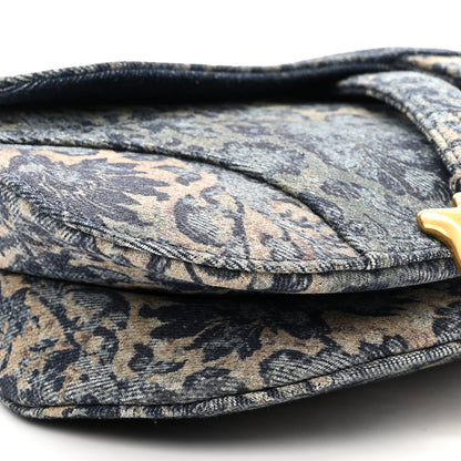 Christian Dior Denim Brocart Embroidered Saddle Bag Blue 9 of 10