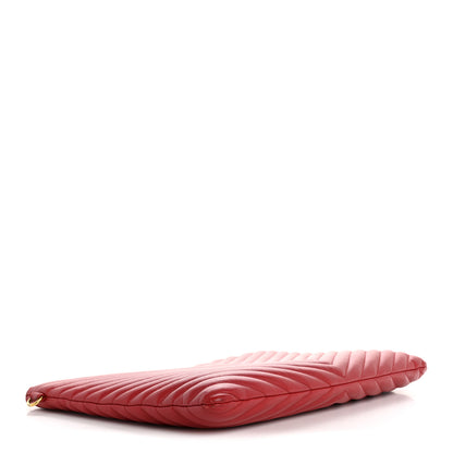 Saint Laurent Calfskin Matelasse Chevron Monogram Document Holder Rouge Eros 4 of 14