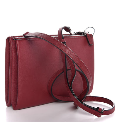 MCM Grained Calfskin Milla Double Crossbody Bag Sash Burgundy 3 of 8