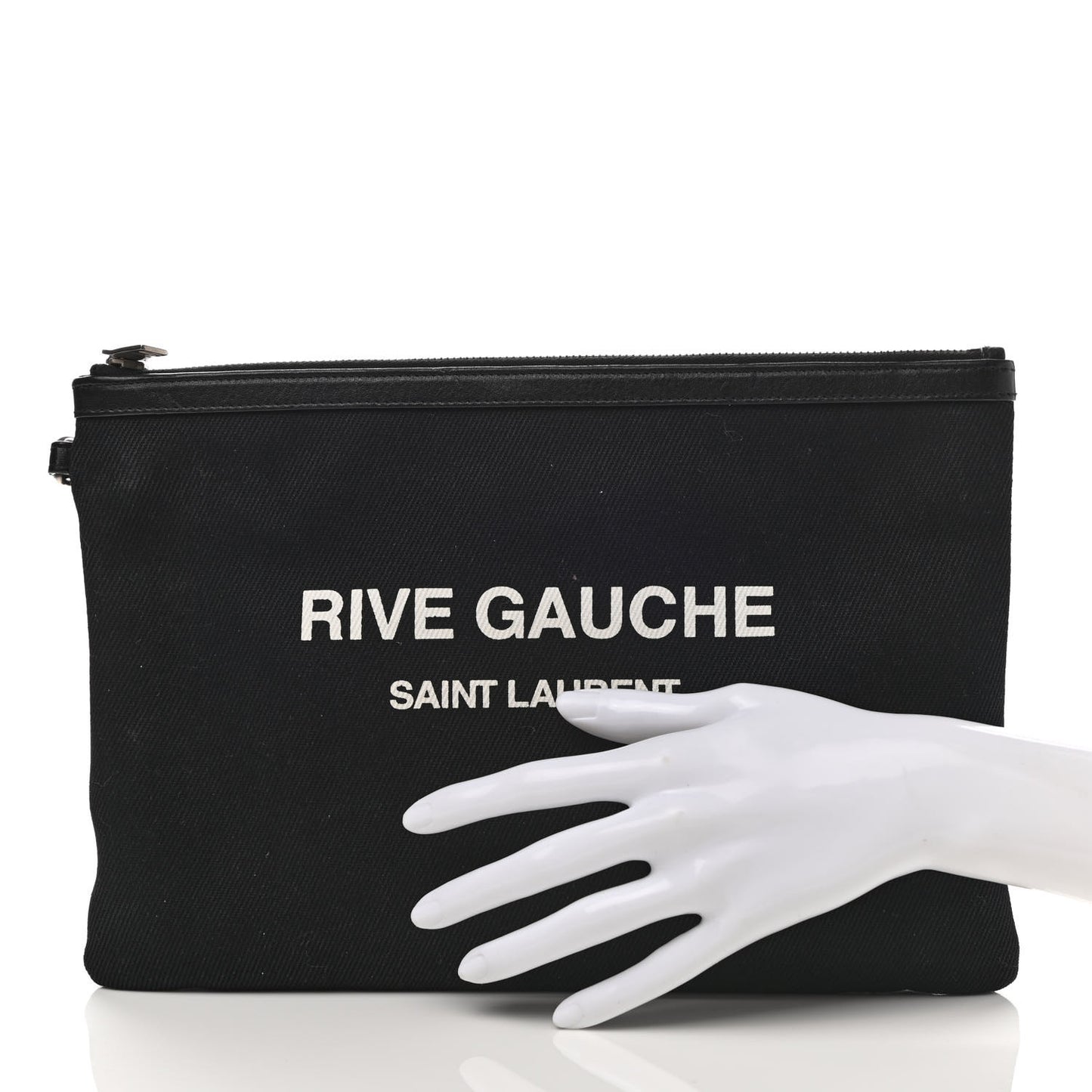 Linen Canvas Rive Gouche Zipped Pouch Black
