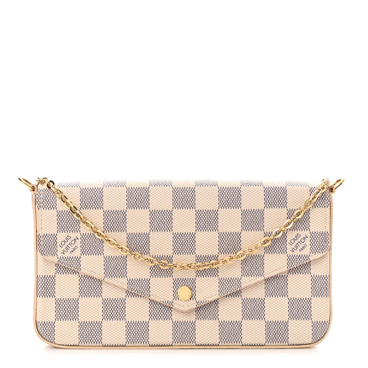 Louis Vuitton Damier Azur Pochette Felicie Chain Wallet Rose Ballerine 1 of 11