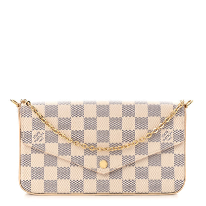 Louis Vuitton Damier Azur Pochette Felicie Chain Wallet Rose Ballerine 1 of 11