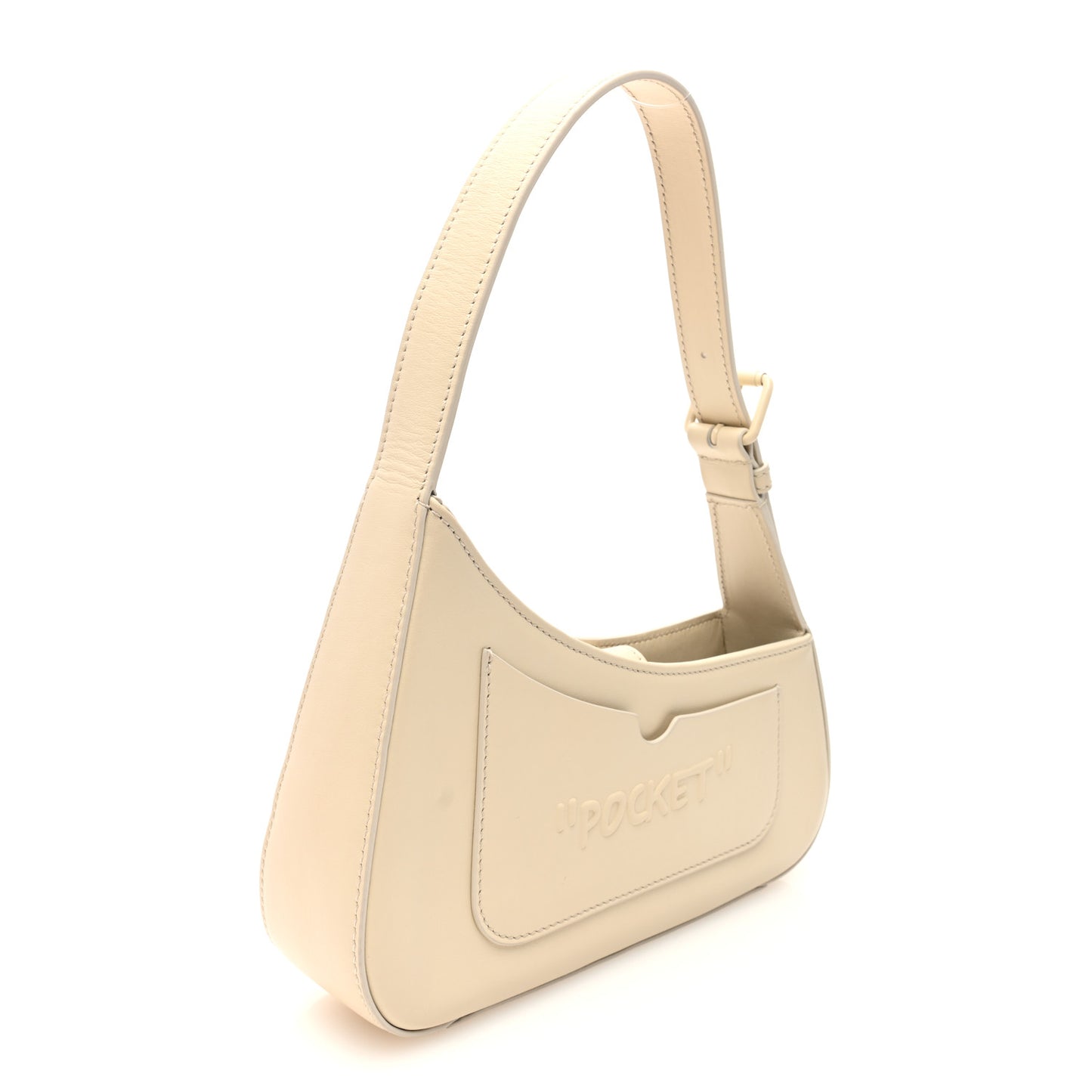 Calfskin 3D Glam Inside Jitney Shoulder Bag Beige