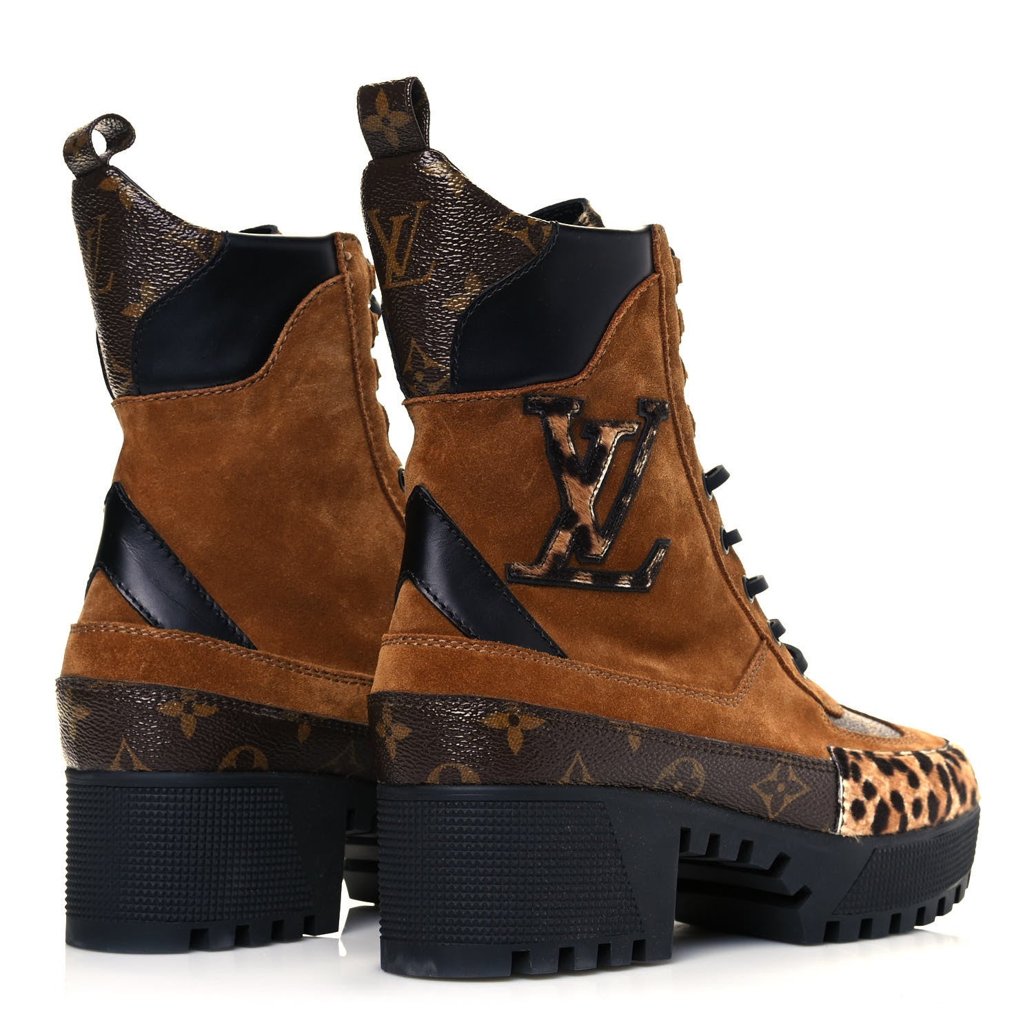 Louis Vuitton Suede Calfskin Monogram Laureate Platform Desert Boots 37.5 Cognac 4 of 5