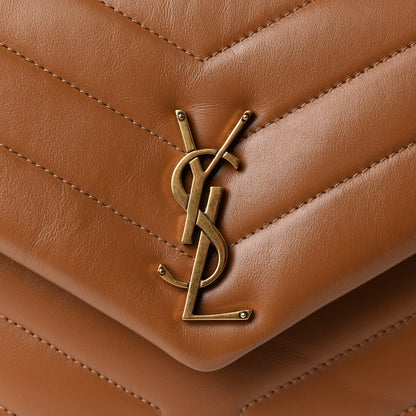 Saint Laurent Calfskin Y Quilted Monogram Small Loulou Chain Satchel Dark Natural 9 of 11