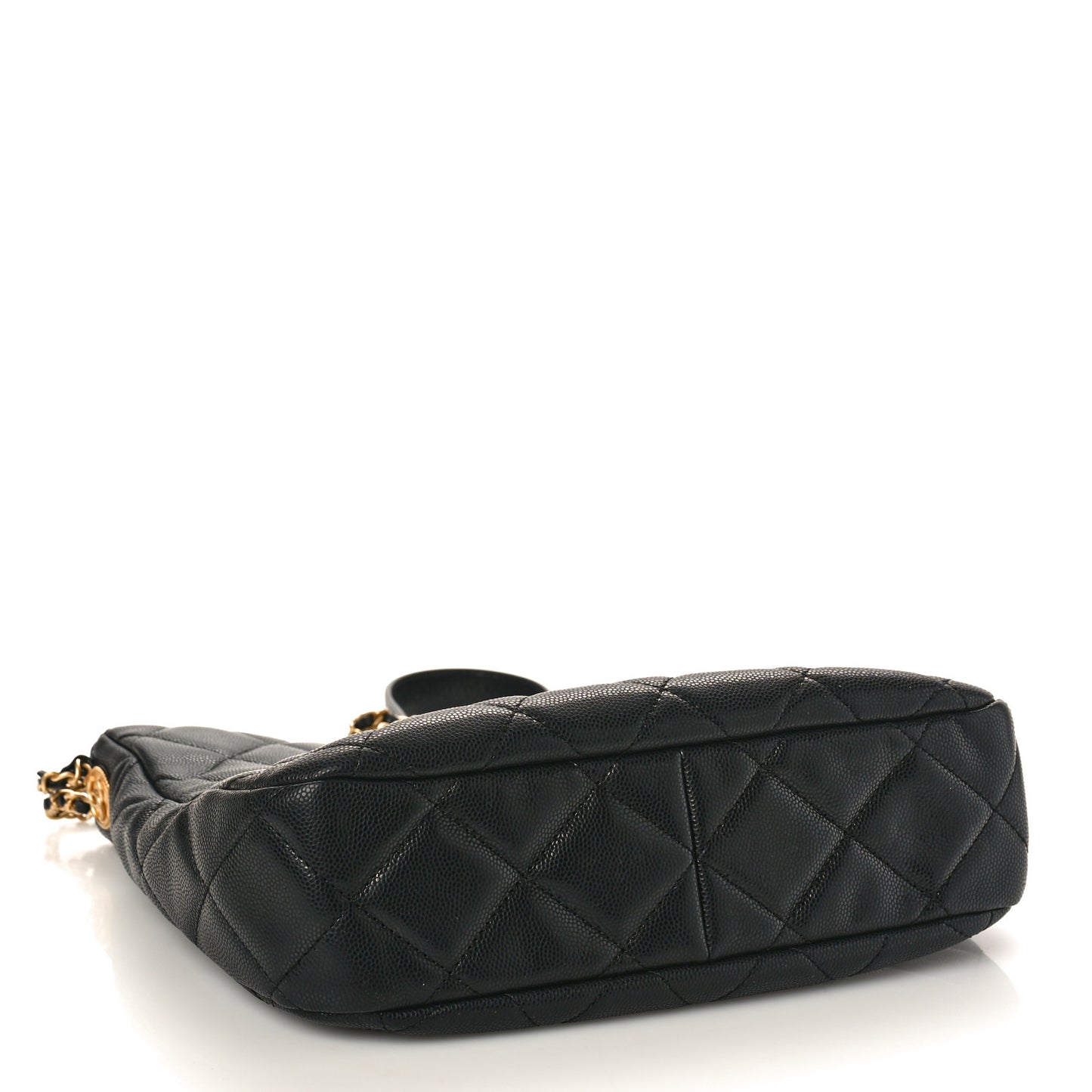 Caviar Quilted Twist Your Buttons Hobo Black