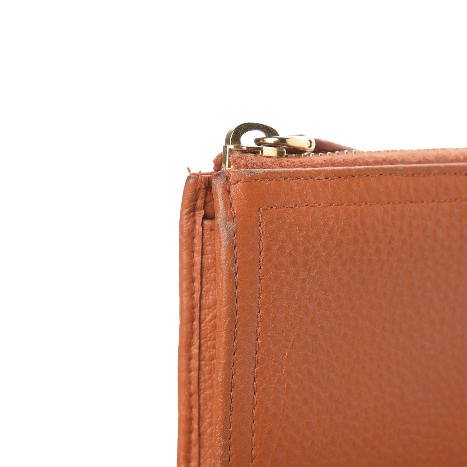 Prada Vitello Daino 2/3 Zip Continental Wallet Papaya 12 of 17