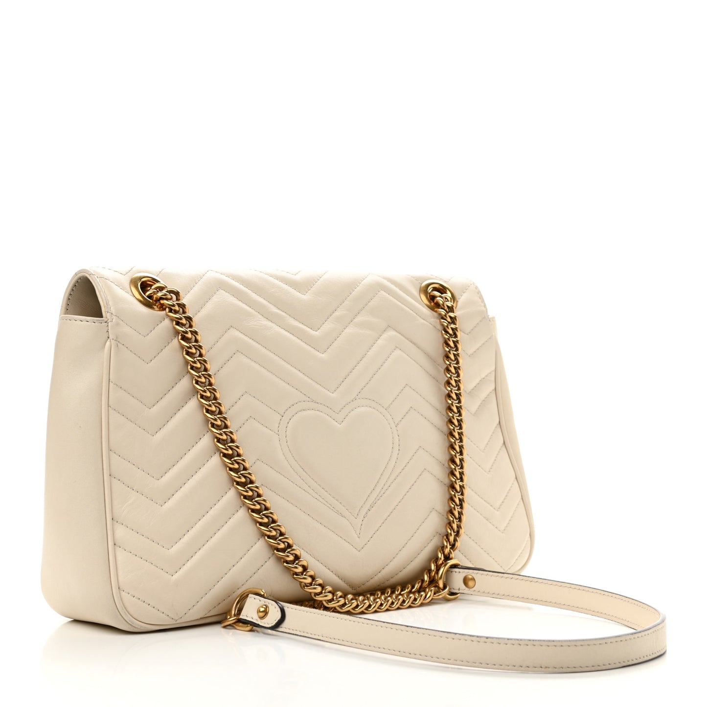 Calfskin Matelasse Medium GG Marmont Shoulder Bag White