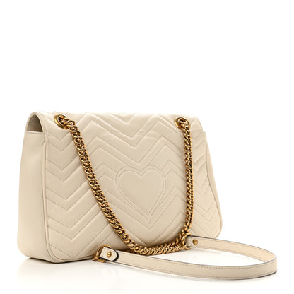 Gucci Calfskin Matelasse Medium GG Marmont Shoulder Bag White 3 of 12