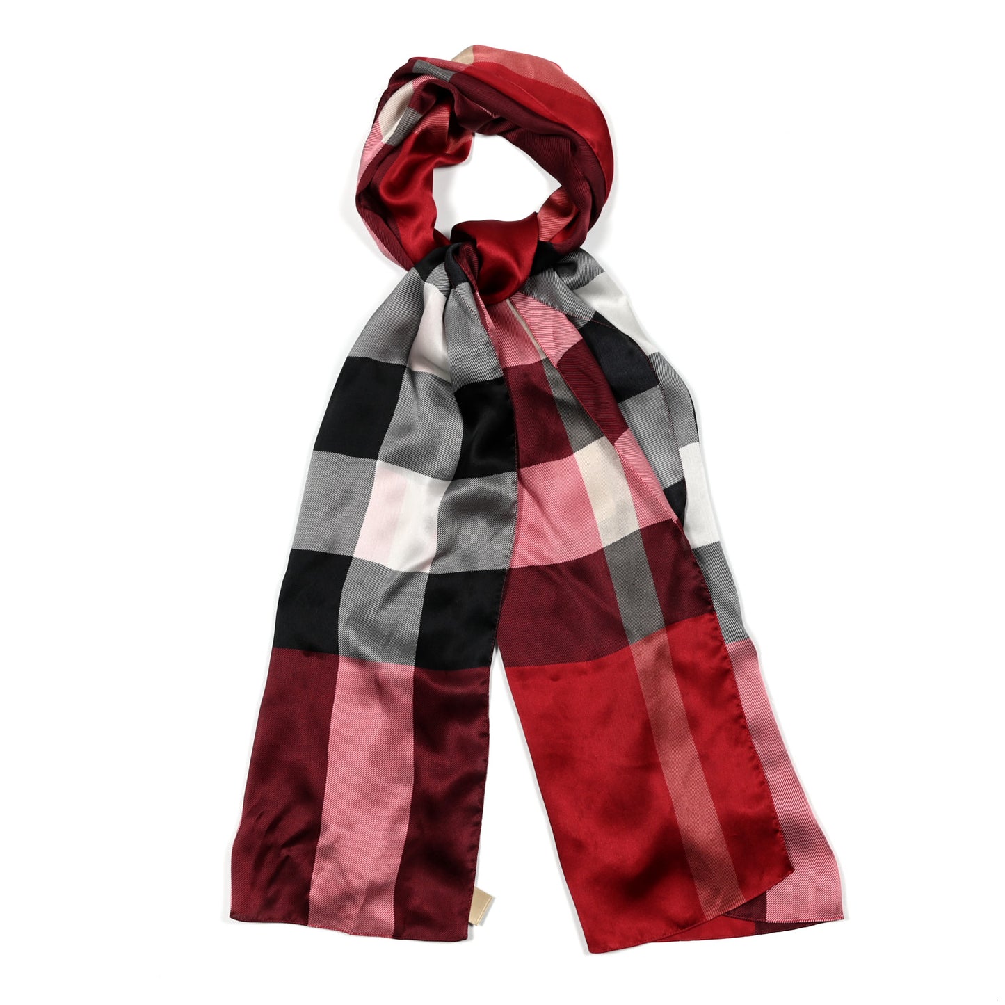 Silk Mega Check Mulberry Scarf Red