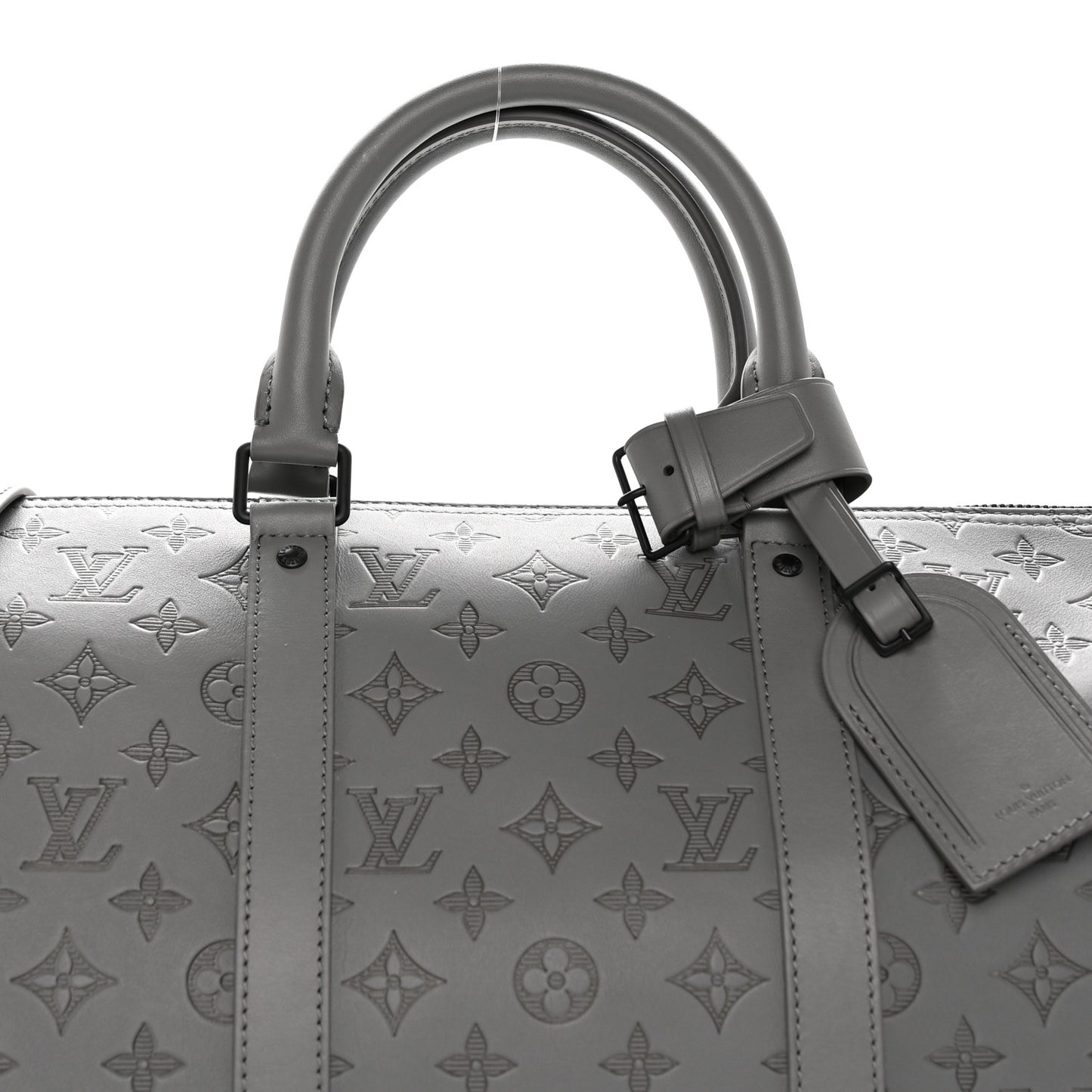 Calfskin Monogram Shadow Keepall Bandouliere 50 Anthracite Gray