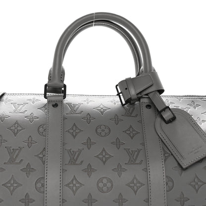 Louis Vuitton Calfskin Monogram Shadow Keepall Bandouliere 50 Anthracite Gray 6 of 12