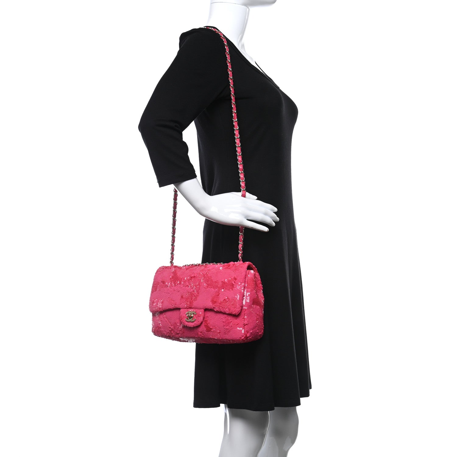 Chanel Sequin Medium Single Flap Pink 2 of 9