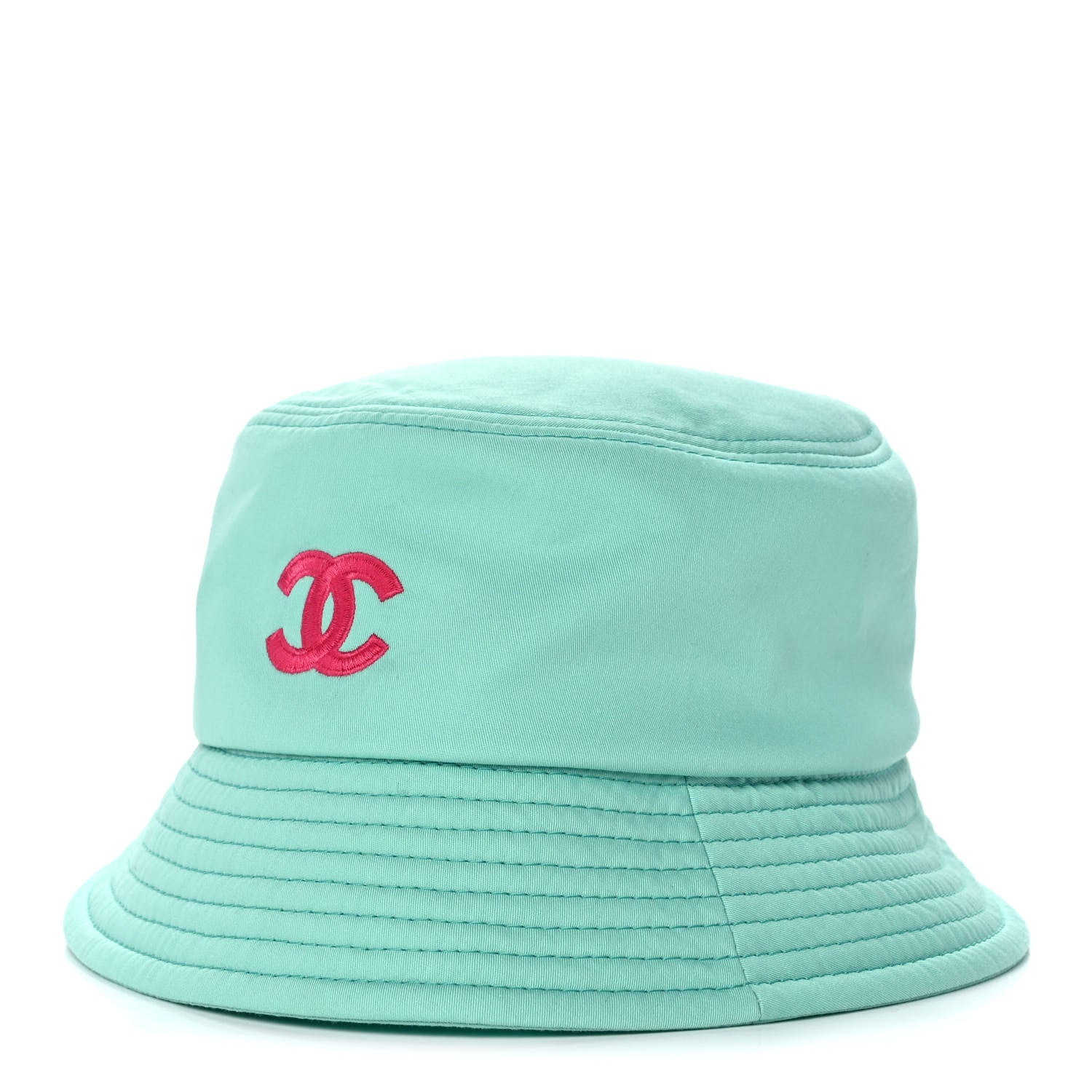 Chanel Cotton CC Cloche Bucket Hat S Turquoise Fuchsia 1 of 8