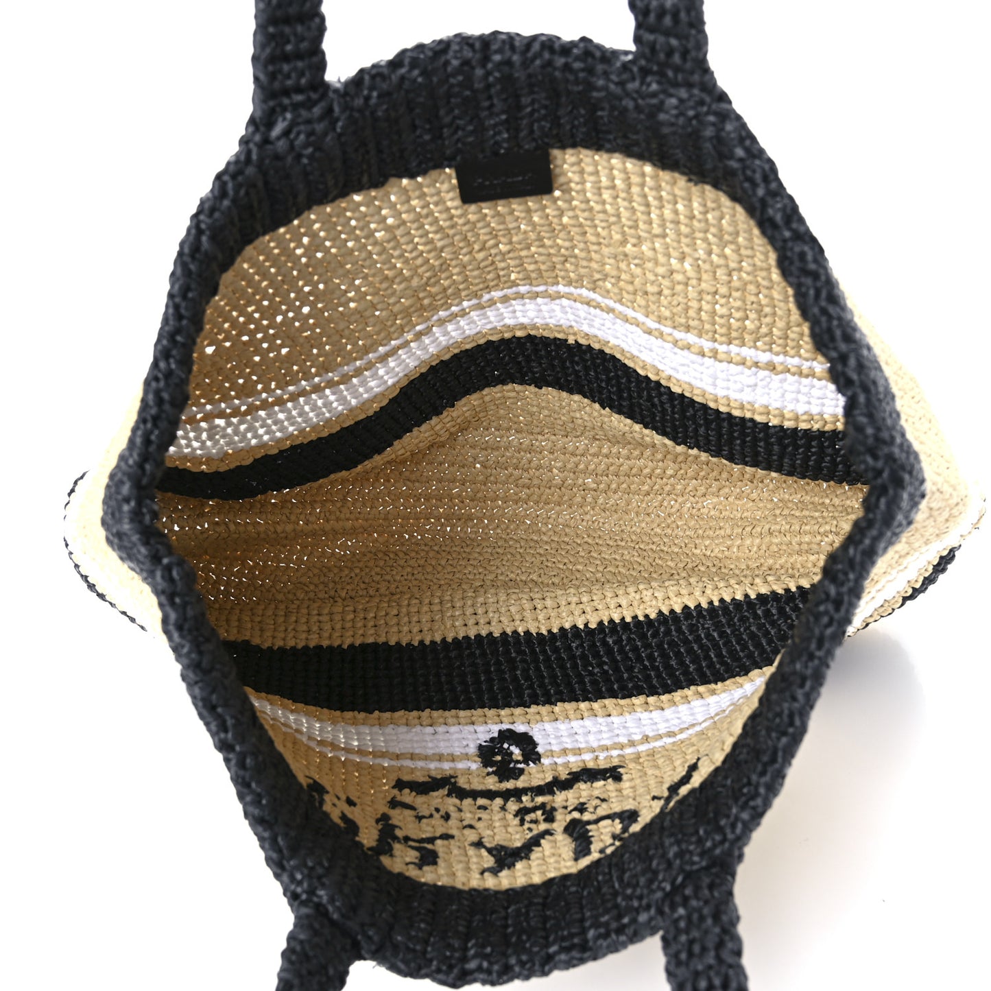 Raffia Logo Tote Naurale Black