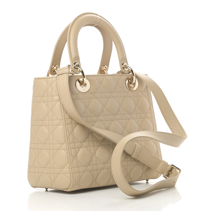 Christian Dior Lambskin Cannage Medium Lady Dior Light Beige 3 of 12