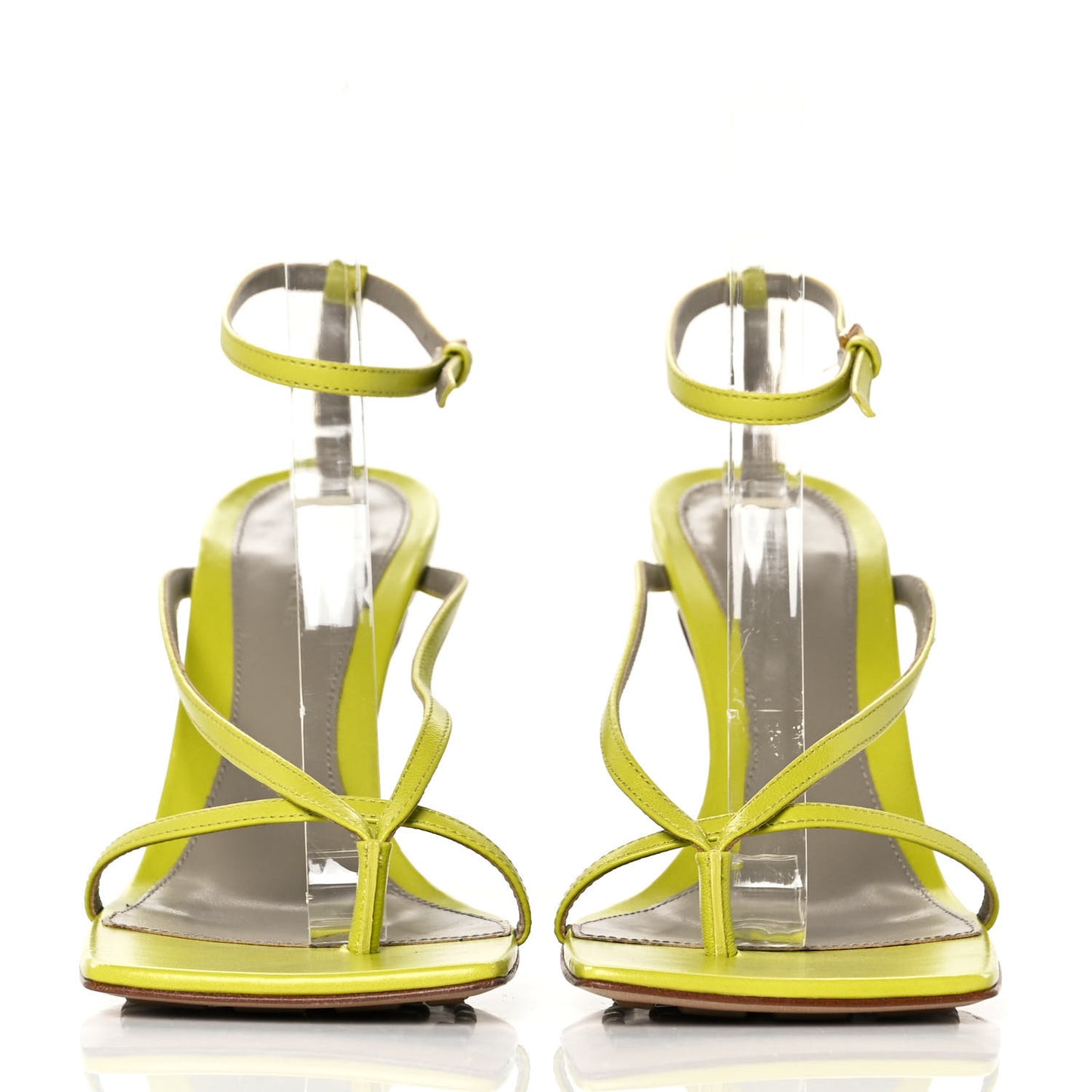 Lambskin Stretch Multi Strap 90mm Sandals 41 Pistachio