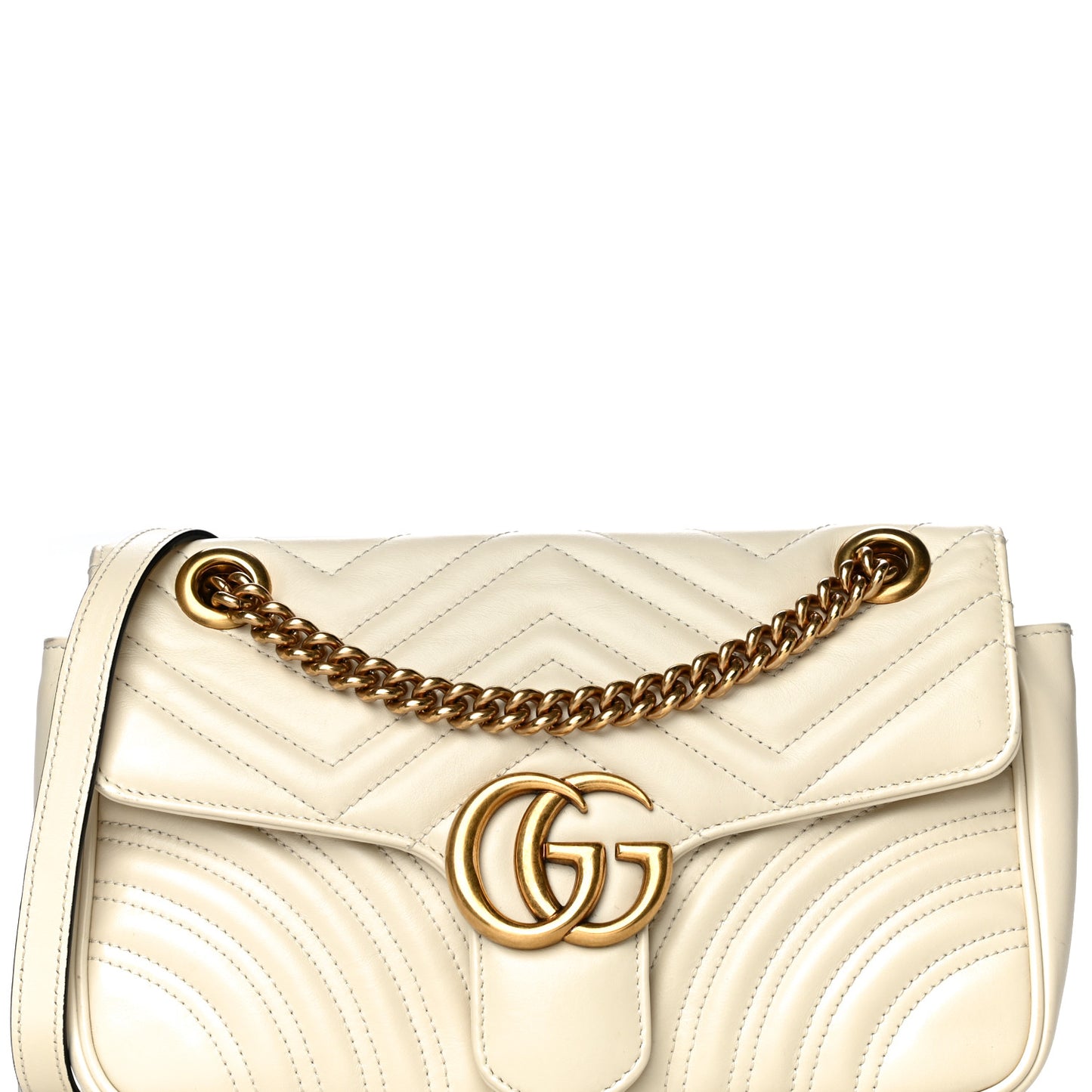 Calfskin Matelasse Small GG Marmont Shoulder Bag White