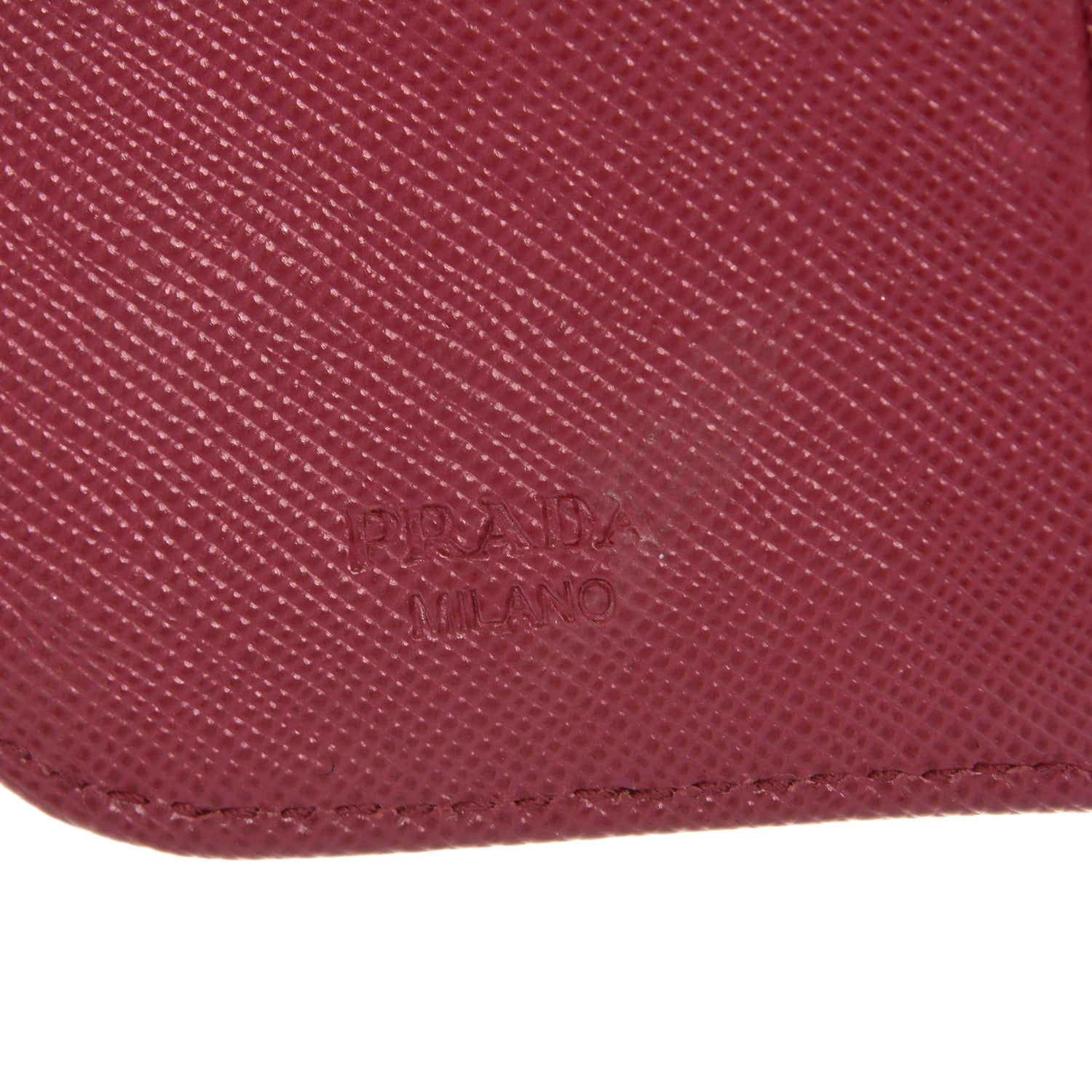 Prada Saffiano Metal Compact Zip Around Wallet Ibisco 7 of 11