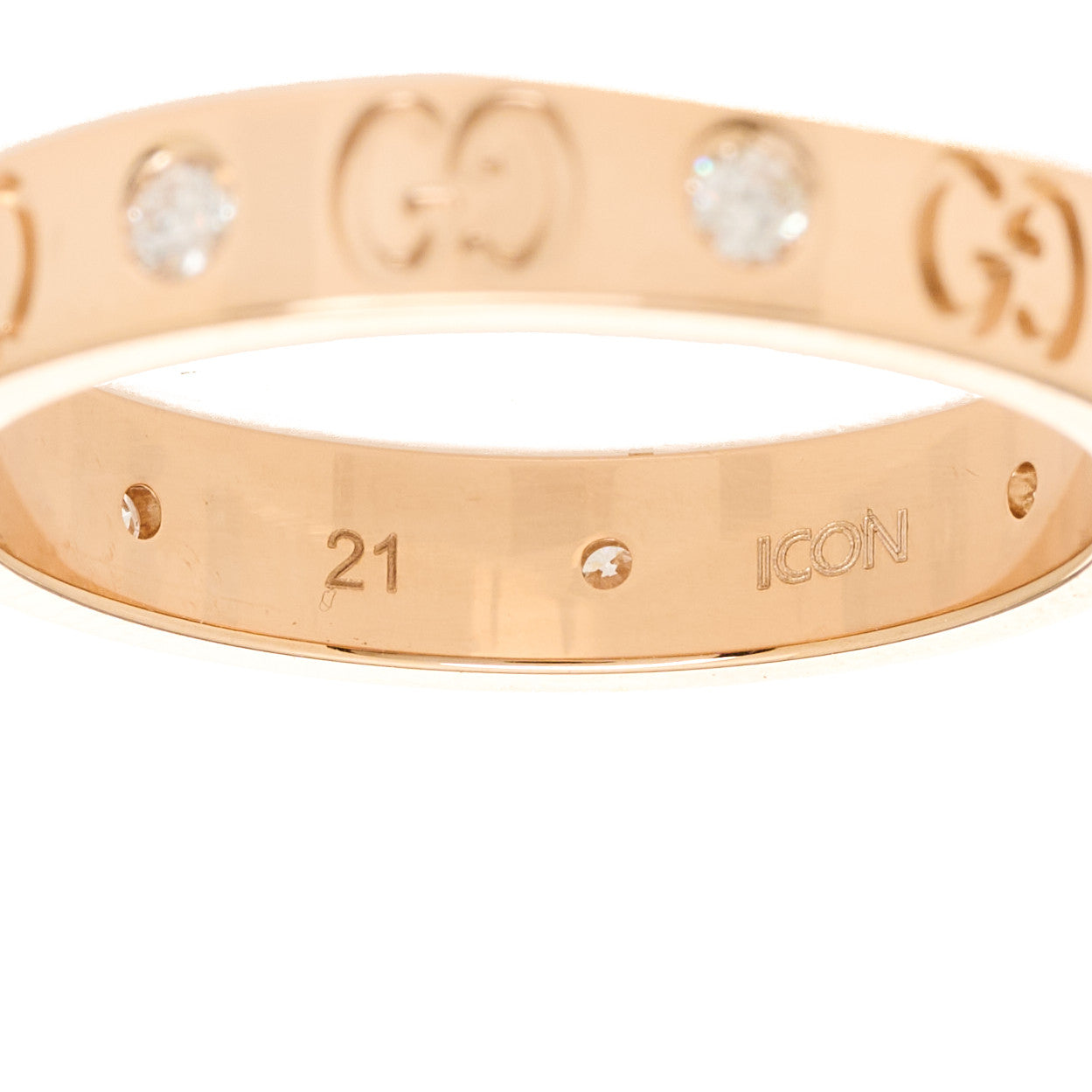 18K Rose Gold Diamond Icon Band Ring 61 9.5