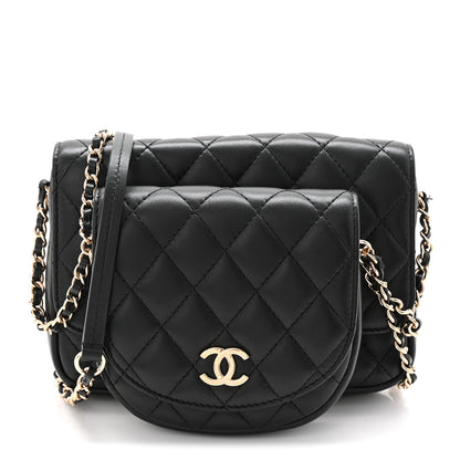 Chanel Lambskin Quilted Side Packs Black 1 of 21