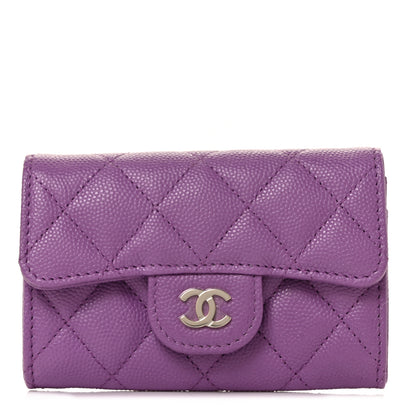 Chanel Caviar Quilted Flap Card Holder Wallet Purple 1 of 11