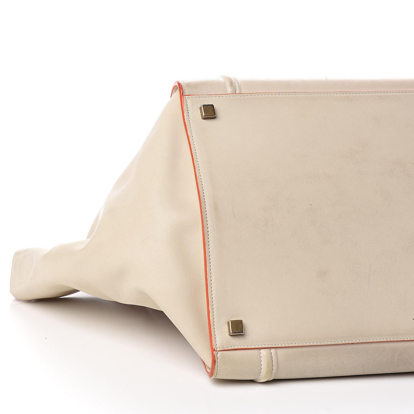 Smooth Calfskin Medium Phantom Luggage Chalk Orange Trim