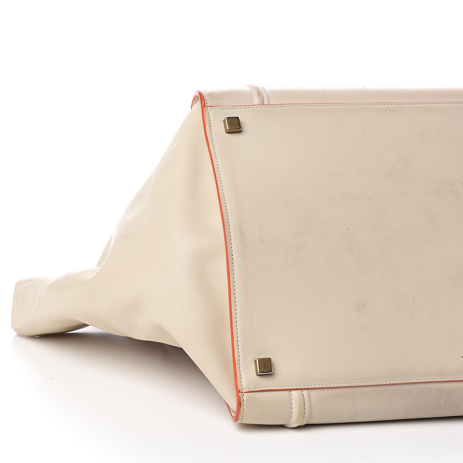 Celine Smooth Calfskin Medium Phantom Luggage Chalk Orange Trim 12 of 16