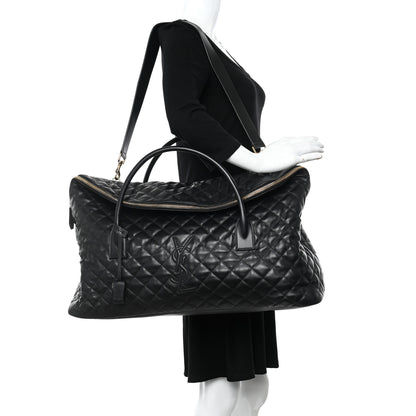 Saint Laurent Calfskin Quilted ES Giant Travel Bag Black 2 of 10