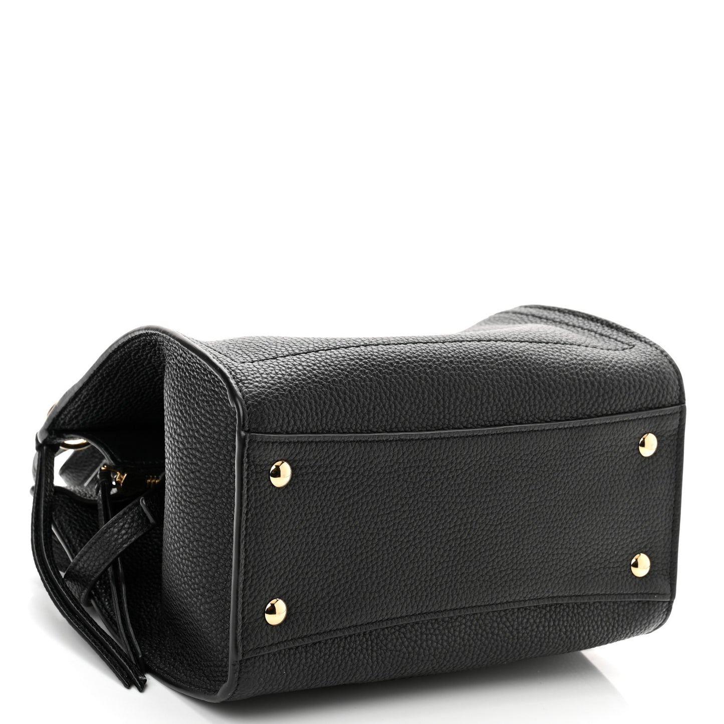 Hammered Calfskin Double Handle Small Amy Tote Black