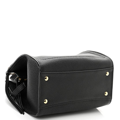 Salvatore Ferragamo Hammered Calfskin Double Handle Small Amy Tote Black 4 of 10