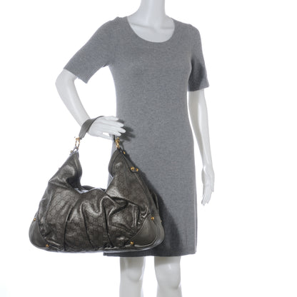 Gucci Guccissima Large Jockey Hobo Metallic Grey 2 of 8