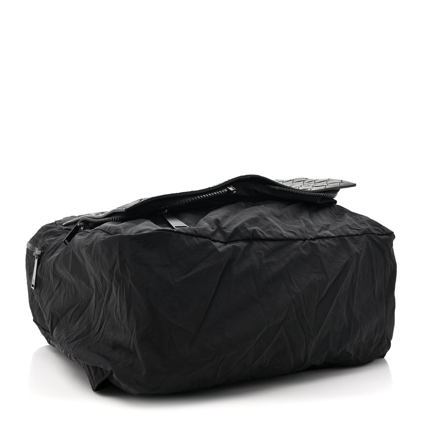 Nappa Nylon Intreccio Packable Backpack Black