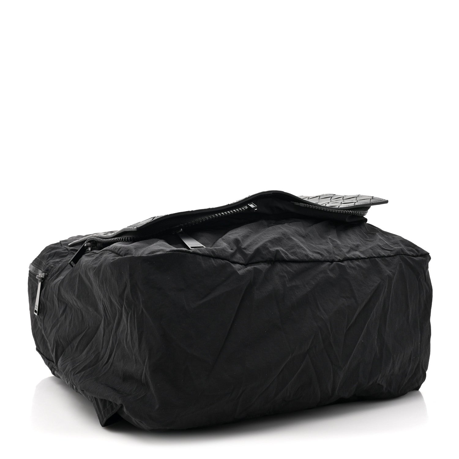 Bottega Veneta Nappa Nylon Intreccio Packable Backpack Black 7 of 16
