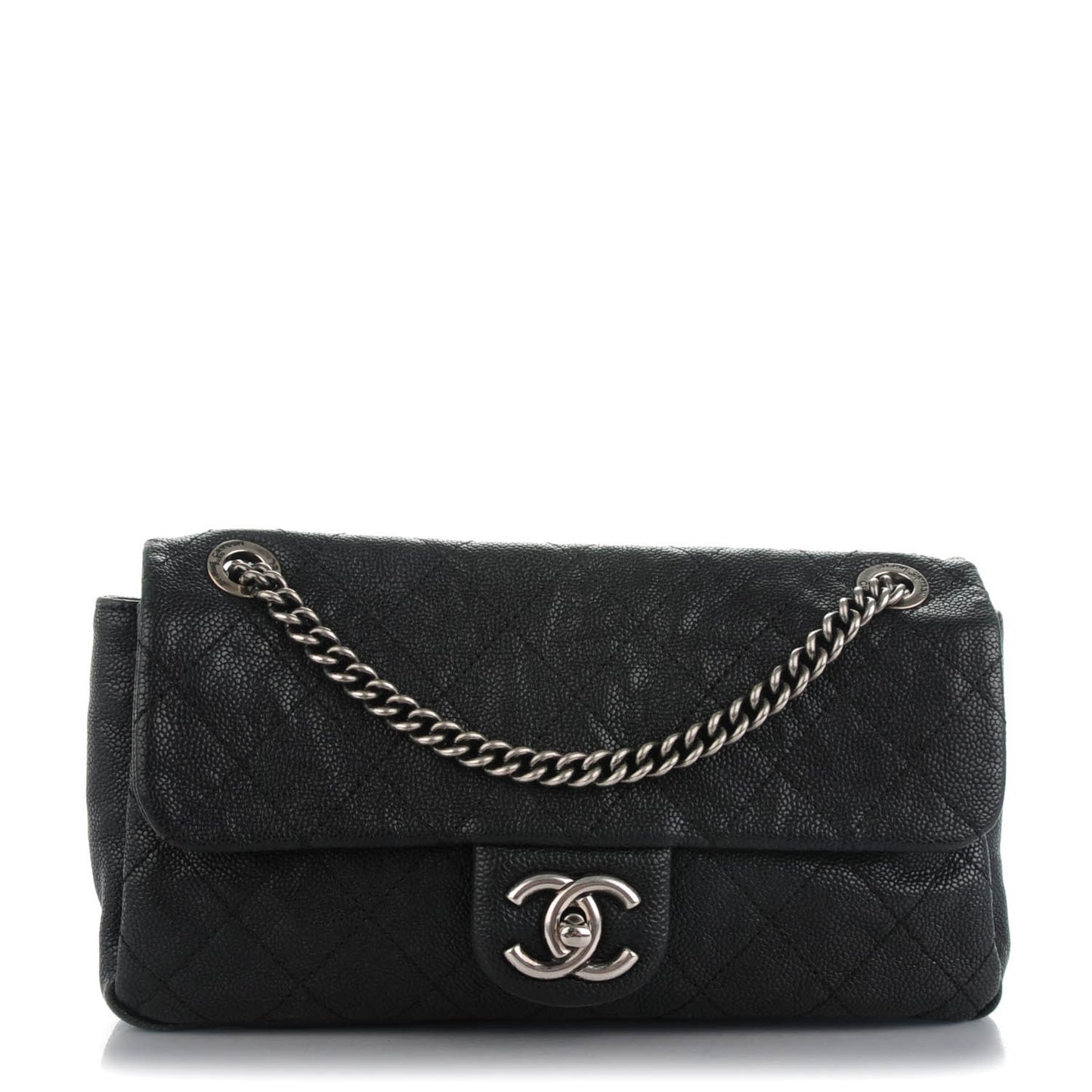 Caviar Quilted Medium Simply CC Flap Black