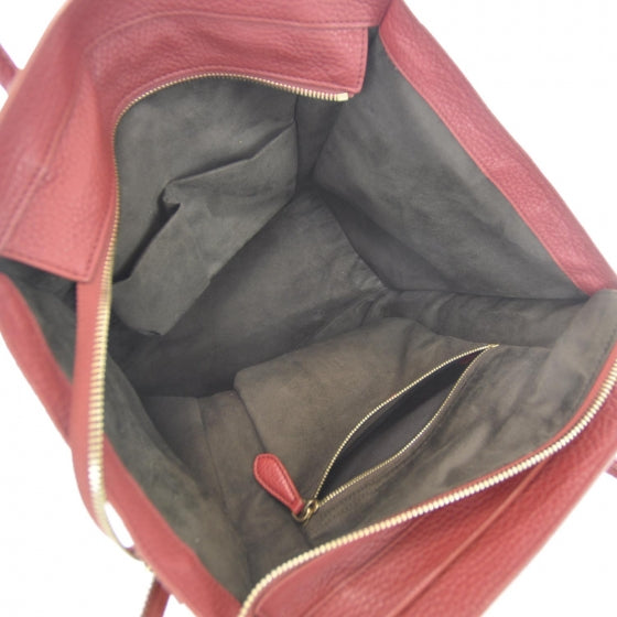 Pebbled Leather Mini Luggage Bag Red