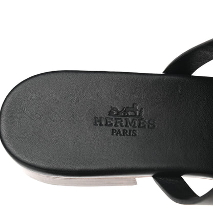 Hermes Calfskin Camelia Sandals 37.5 Black 7 of 9