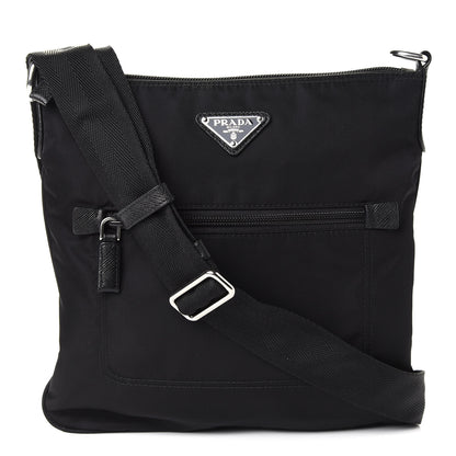 Prada Nylon Saffiano Flat Messenger Bag Black 1 of 8