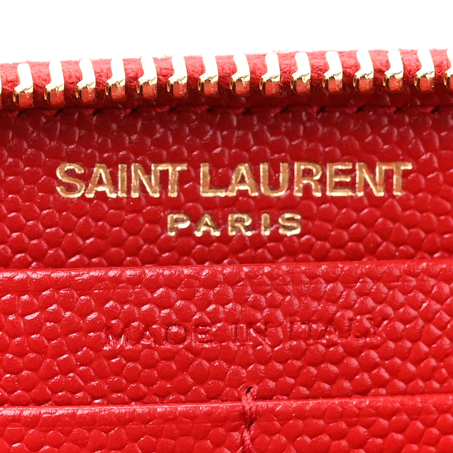 Saint Laurent Grain De Poudre Matelasse Chevron Monogram Zip Around Wallet Rouge Eros 7 of 9