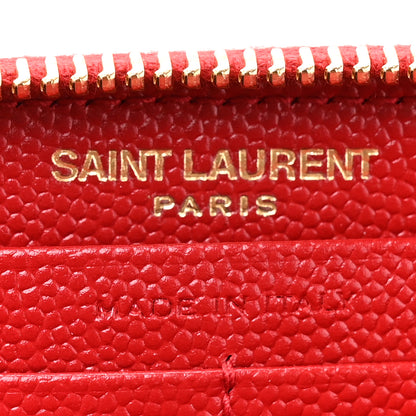Saint Laurent Grain De Poudre Matelasse Chevron Monogram Zip Around Wallet Rouge Eros 7 of 9