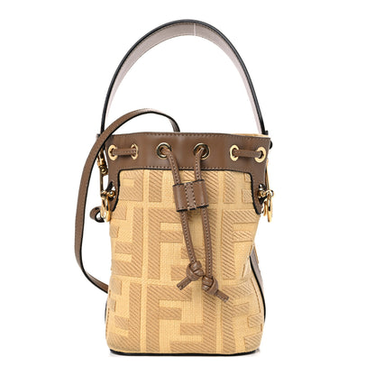 Fendi Raffia Vitello King Lucido F is Fendi FF Embroidered Mini Mon Tresor Bucket Bag Grano Sand 1 of 19