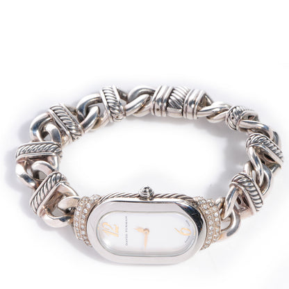 David Yurman Stainless Steel Sterling Silver Diamond Mother of Pearl 20mm Madison Cable Quartz Watch 3 of 6