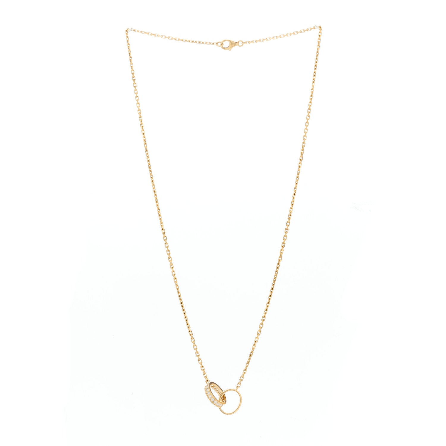 Cartier 18K Yellow Gold Diamond Interlocking LOVE Necklace 3 of 5
