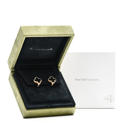 Van Cleef & Arpels 18K Yellow Gold Black Onyx Vintage Alhambra Earrings 2 of 6