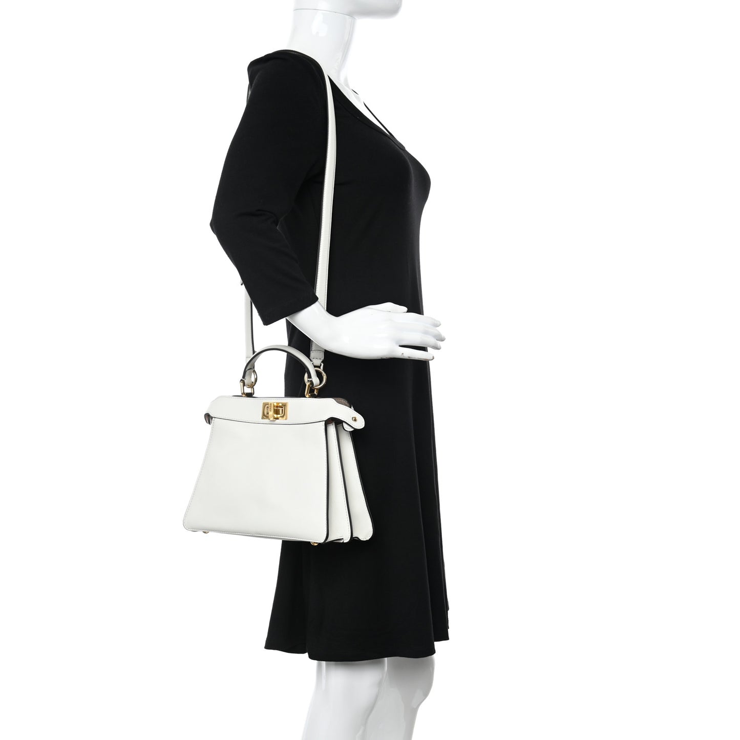 Vitello Seta Nappa Bi-Color Small Peekaboo I SEE U Satchel White Ice Light Rose Tortora