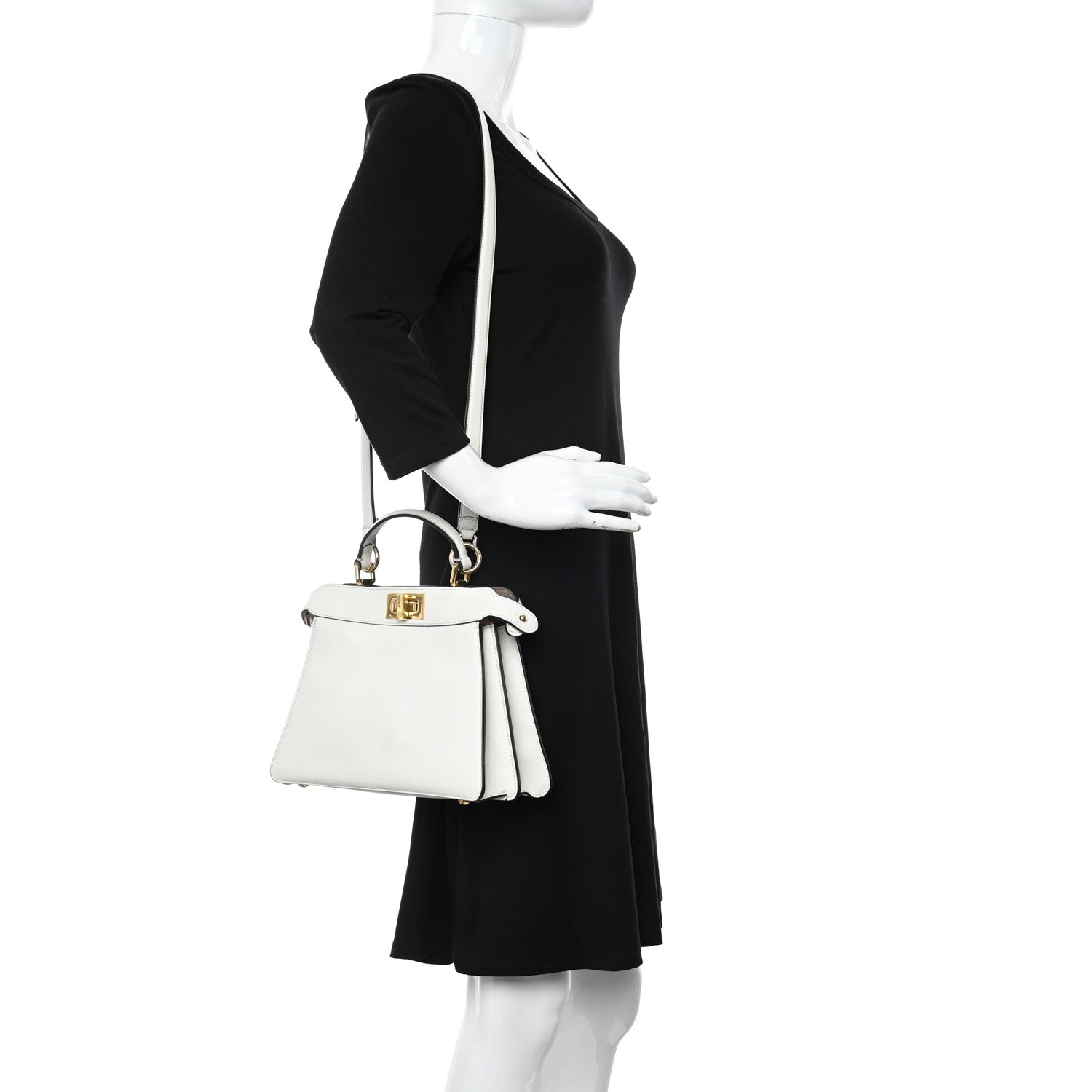 Fendi Vitello Seta Nappa Bi-Color Small Peekaboo I SEE U Satchel White Ice Light Rose Tortora 2 of 13
