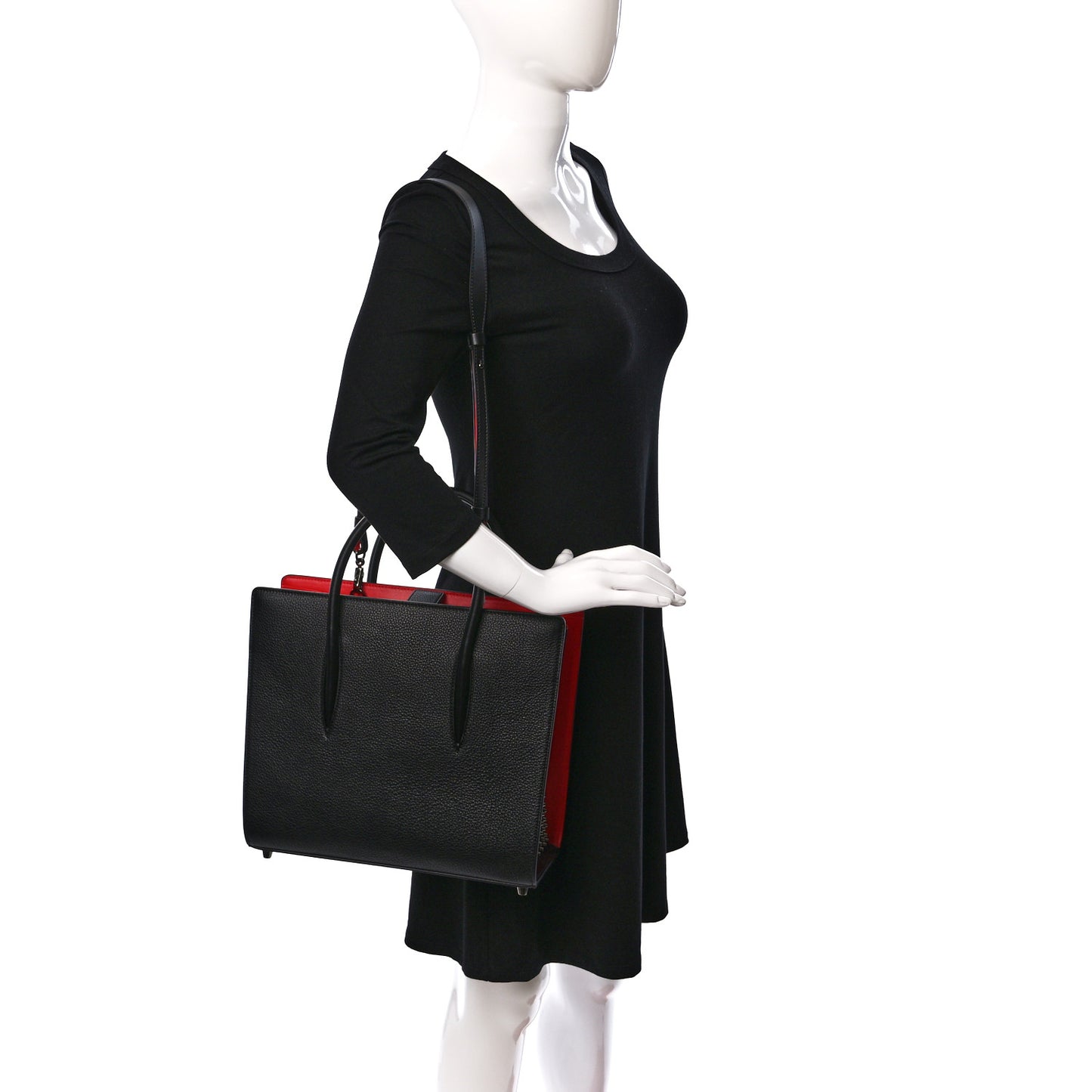 Calfskin Empire Patent Studded Medium Paloma Black