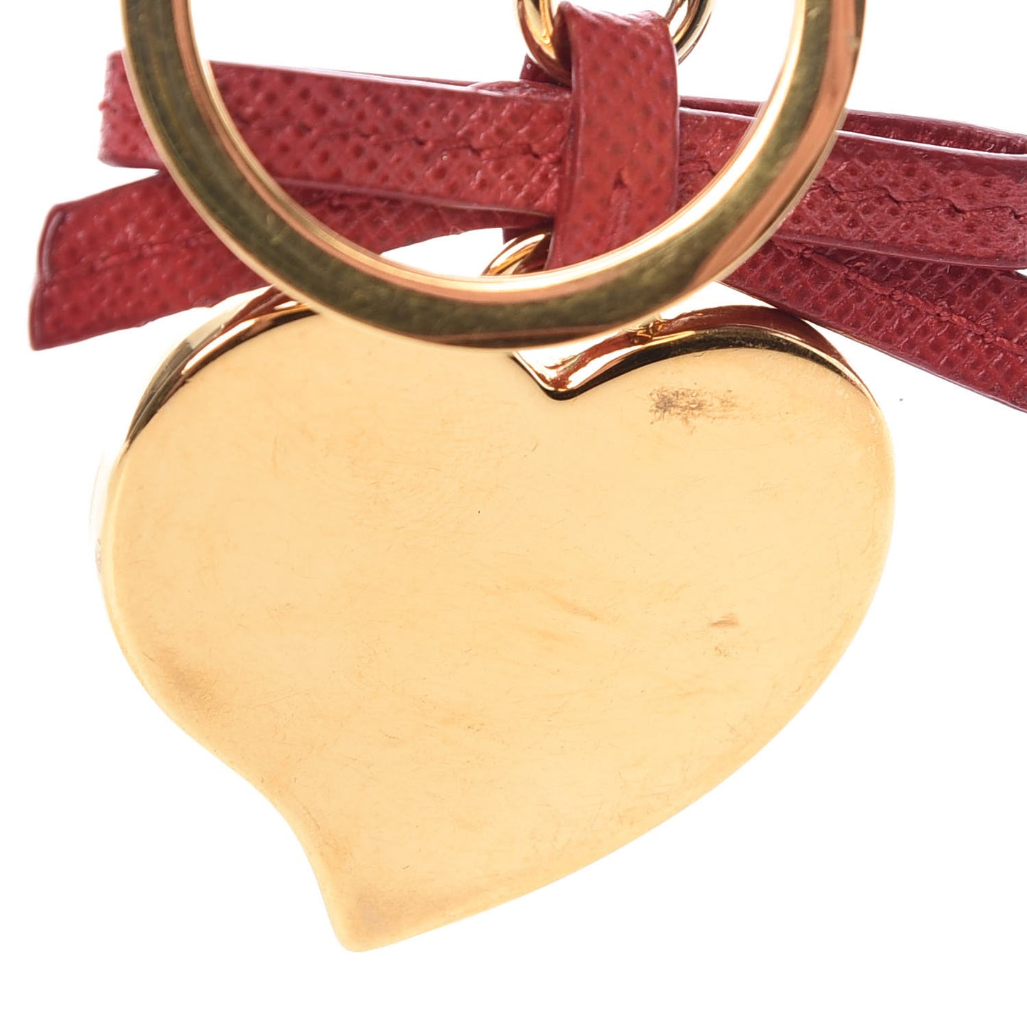 Saffiano Heart Keychain Charm Fuoco