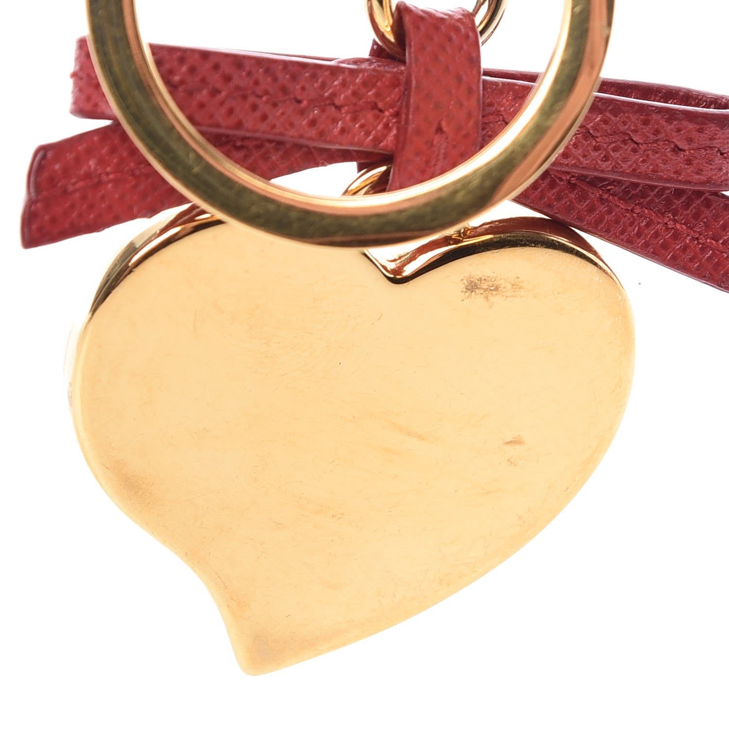 Prada Saffiano Heart Keychain Charm Fuoco 3 of 3